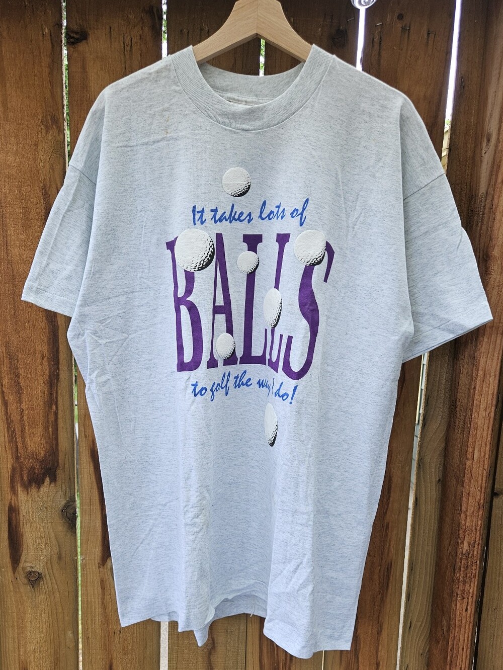 Vintage 90's Single Stitch Golf Fruit of the Loom Light Gray Tee sz XL